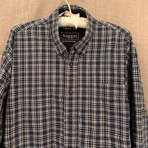 FIRM PRICE Mens Haggar Cool 18 Plaid Easy Care Button Down Shirt